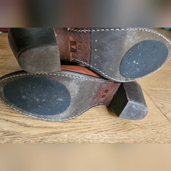 Frye Jackie Button Tall Boots 7.5 Cognac Brown Leather Western Riding - Picture 14 of 14